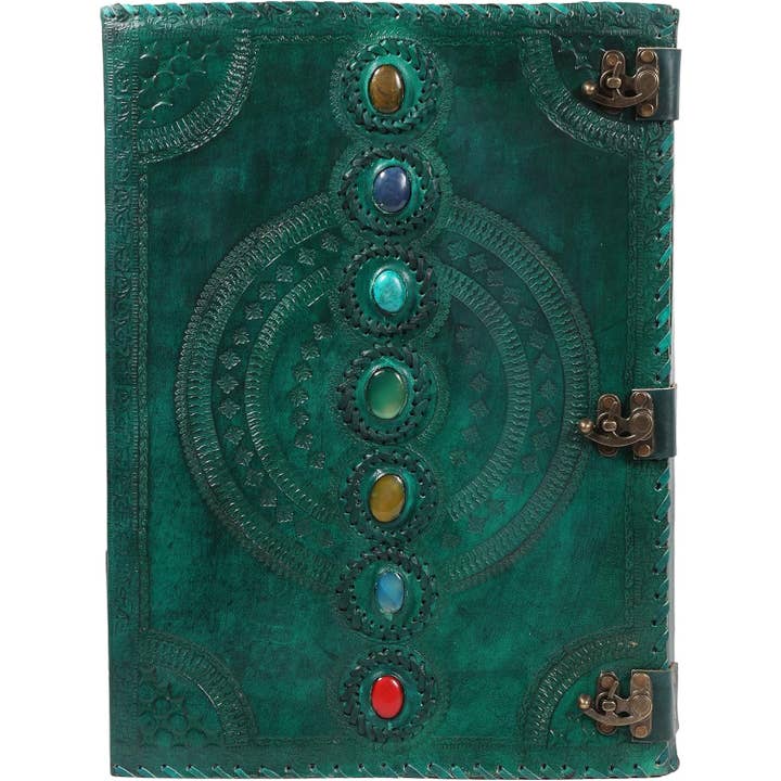 Tuzech Leather - Wholesale Journal/Diary - Seven Chakra Leather Journal – Handmade Embossed Diary 13"45