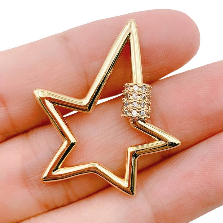 Gold Filled Star Carabiner Clasp, CZ Micro Pave Clasp, CL436 for wholesale by Beads Creation