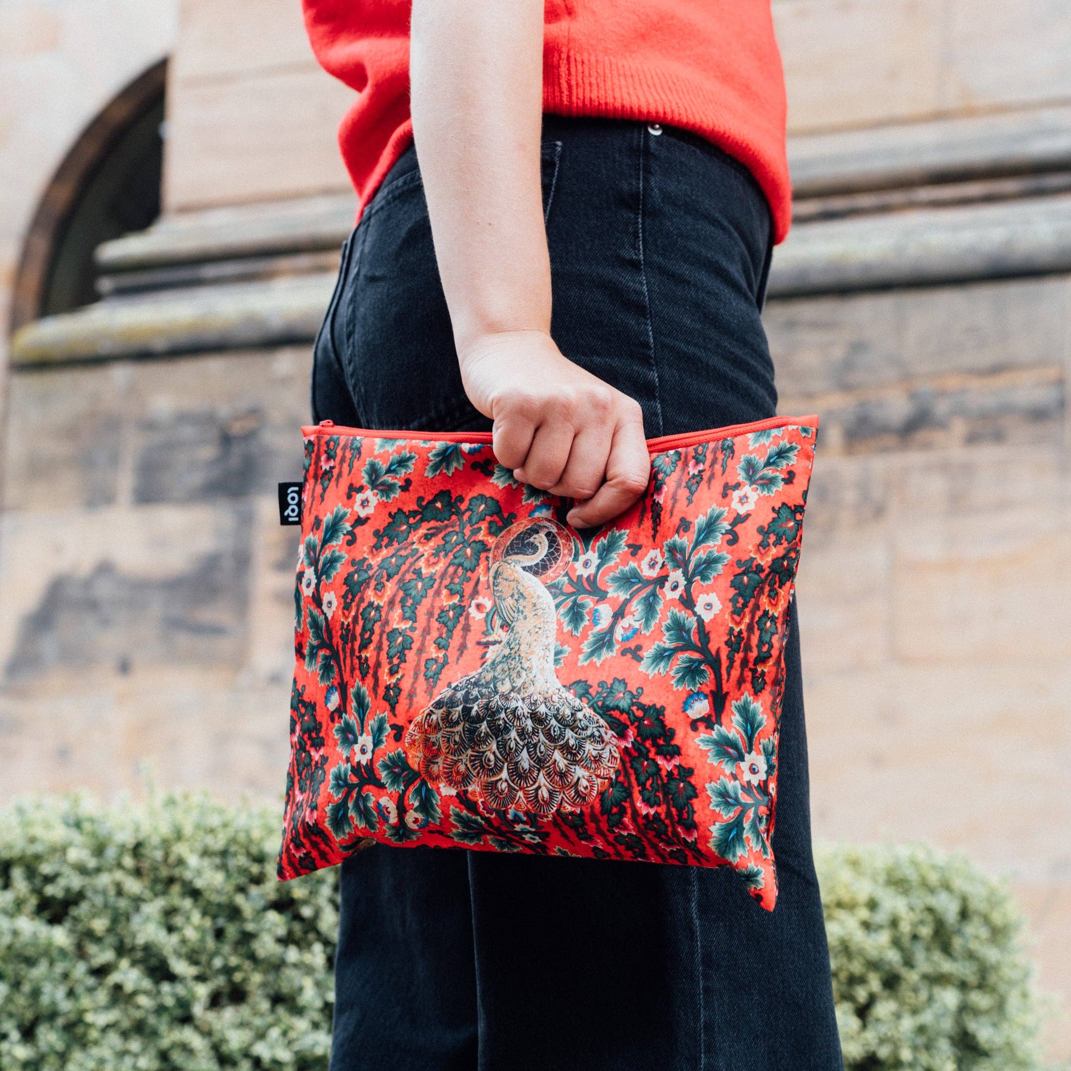 LOQI LLC - Wholesale Pouch - Women's - DECORATIVE ART Peacock, Toile de Jouy, Tapestry Recycled Zip Pockets1