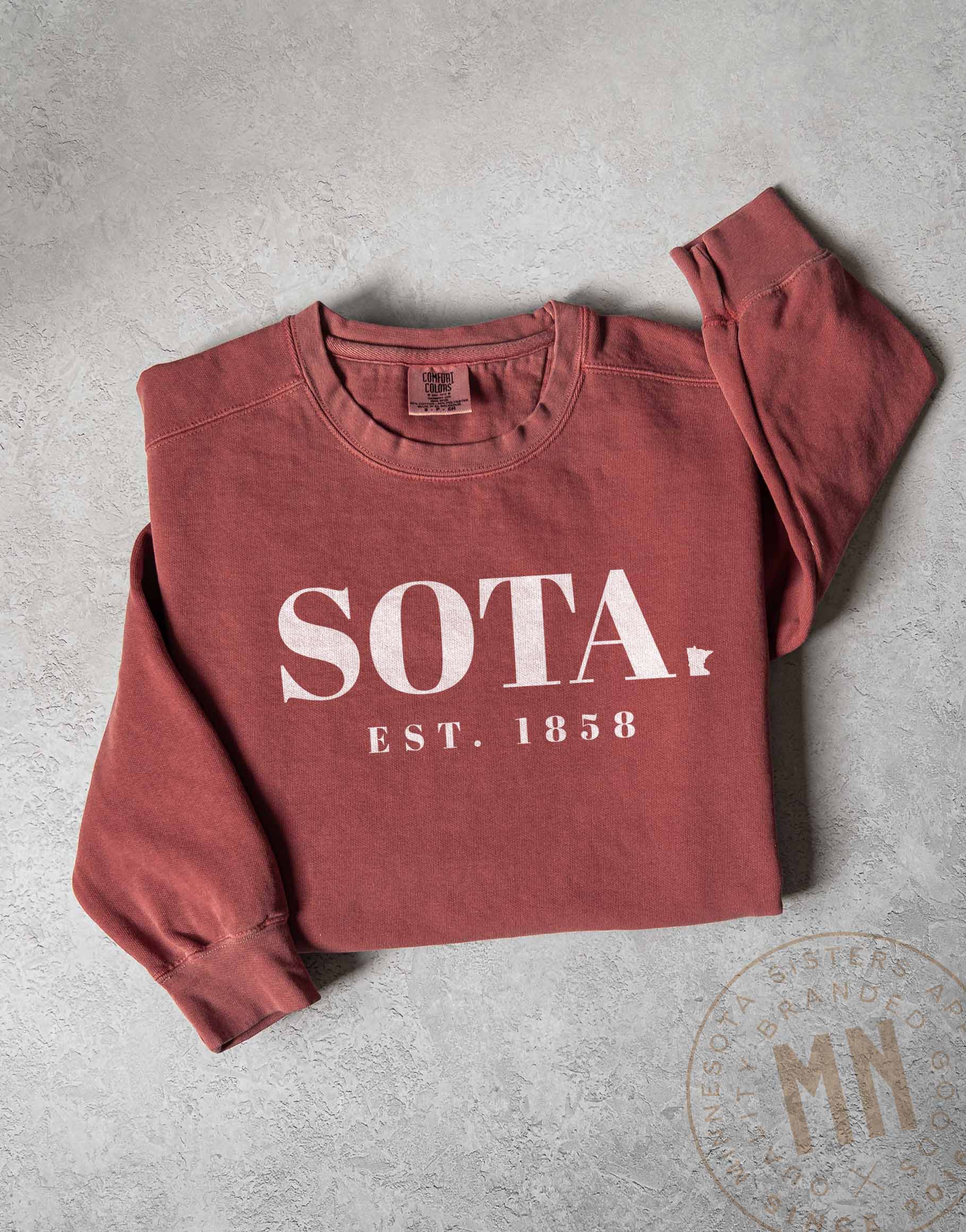 Minnesota Sisters - Wholesale Graphic Sweatshirt - Unisex - Sota Graphic Sweatshirt - 'Est. 1858' Minnesota State Design0
