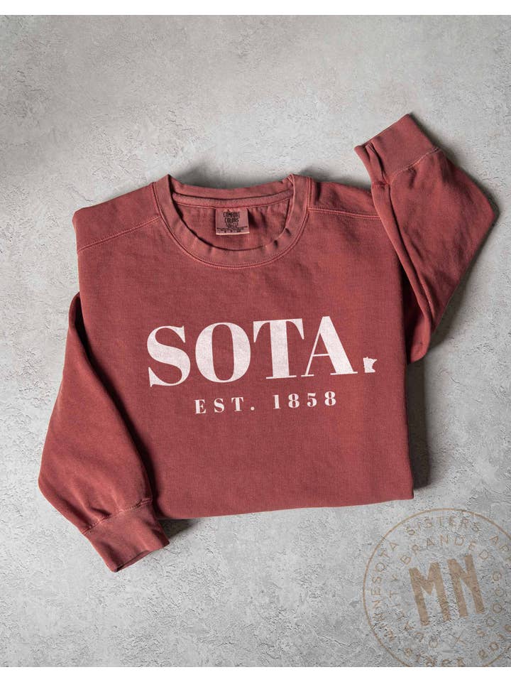 Minnesota Sisters - Wholesale Graphic Sweatshirt - Unisex - Sota Graphic Sweatshirt - 'Est. 1858' Minnesota State Design