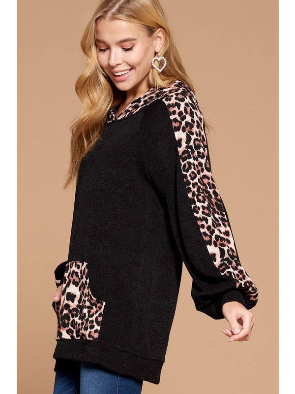 Black Mauve ETK-8305 Animal Contrast Hoodie for wholesale on Faire3