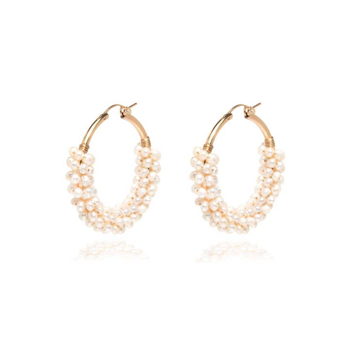 Aros con perlas de Polinesia, oro de 14 quilates para venta al por mayor de Ella Palm