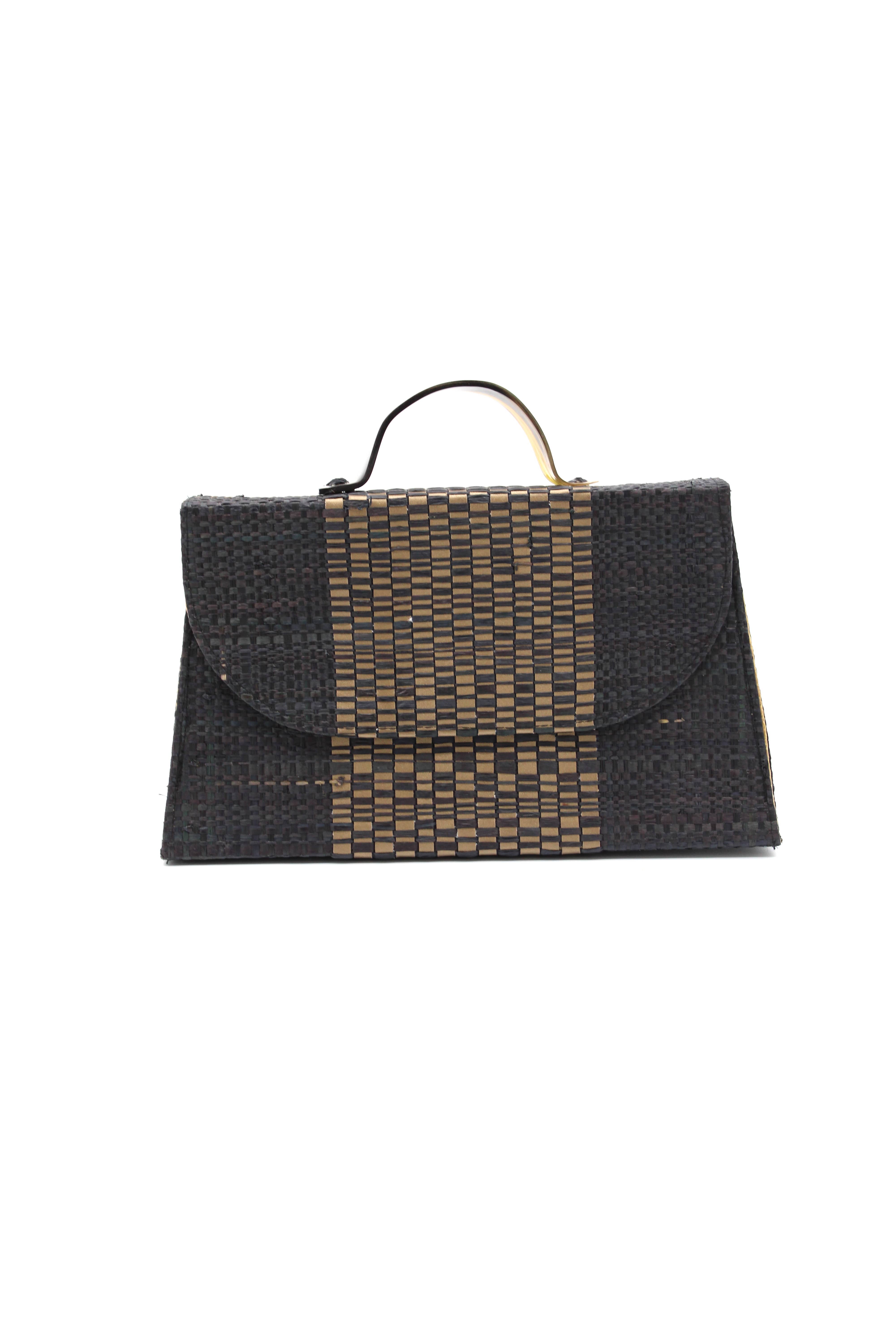 Shebobo - Wholesale Clutch Bag - Women's - Wynwood Straw Handbag with Metallic Detailing & Horn Handle11
