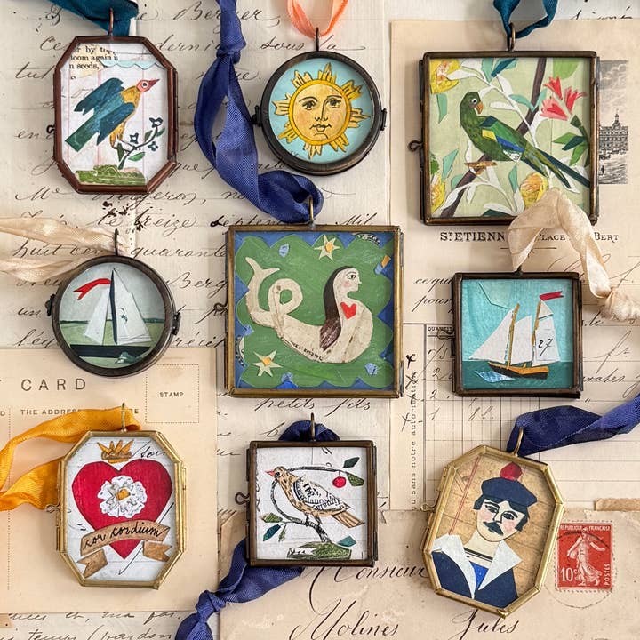 Maris Mirum - Wholesale Ornament - Meriwether ~ Art Locket Ornament Nautical Mermaid Handmade 1
