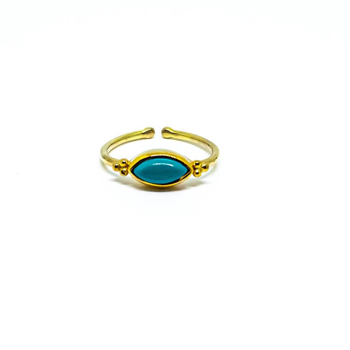 Quasar Gems USA - Wholesale Band/Stacked Ring - Gemstone Sterling Silver Adjustable Ring 18K Gold Micron