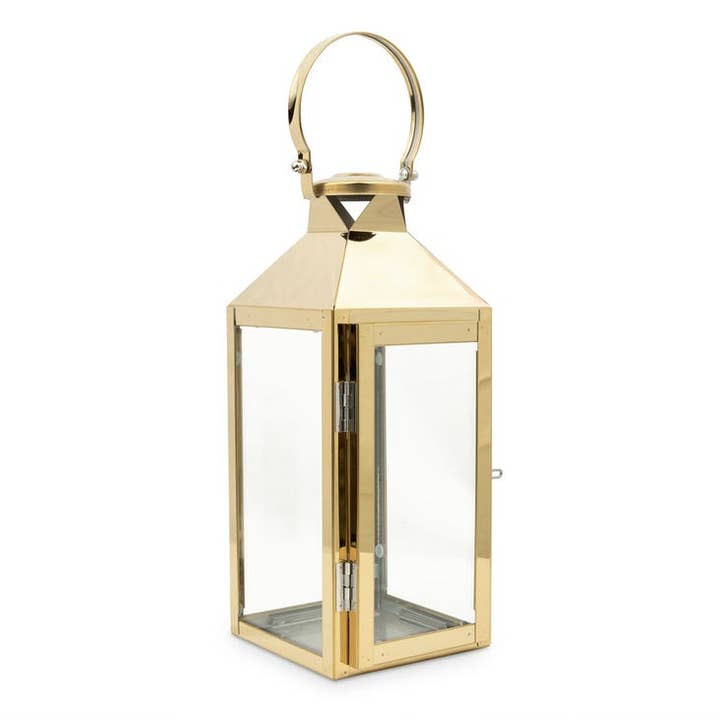Weddingstar Inc. - Wholesale Lantern - Large Square Decorative Metal Hanging Lantern - Gold