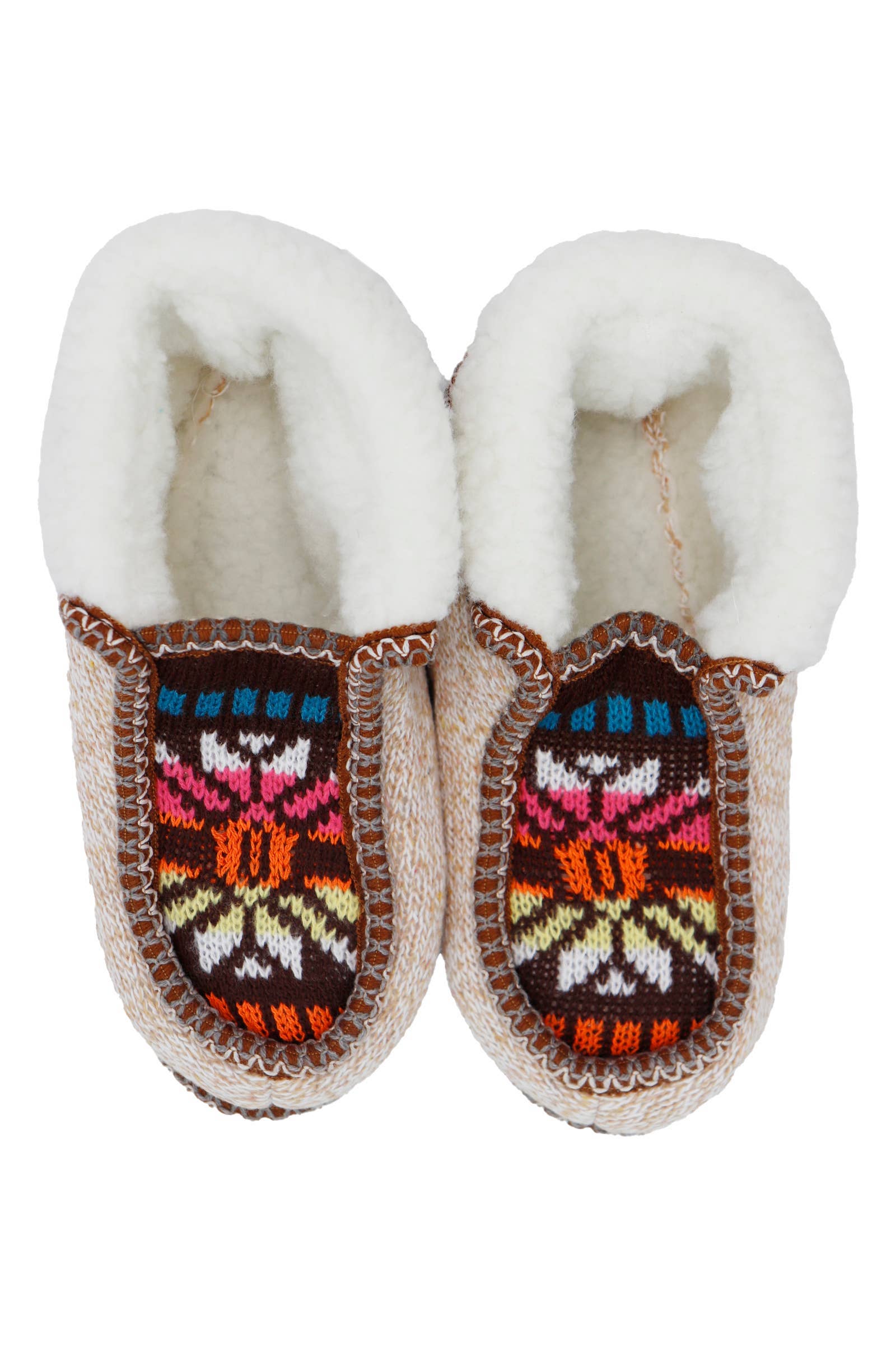 ASSORTED Boho Multi-tribal Shearling Lined Moccasin Slippers for wholesale on Faire5