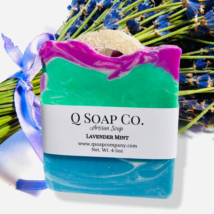 Soap (lavender mint) 5oz (handmade cold process soap) for wholesale by Q Soap Co.