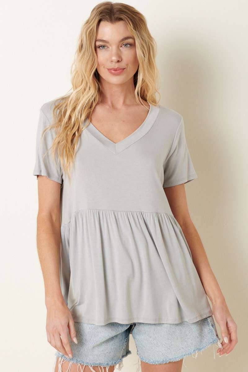 mittoshop - Wholesale Tunic - Women's - BT8128-BAMBOO V-NECK BABYDOLL TOP14