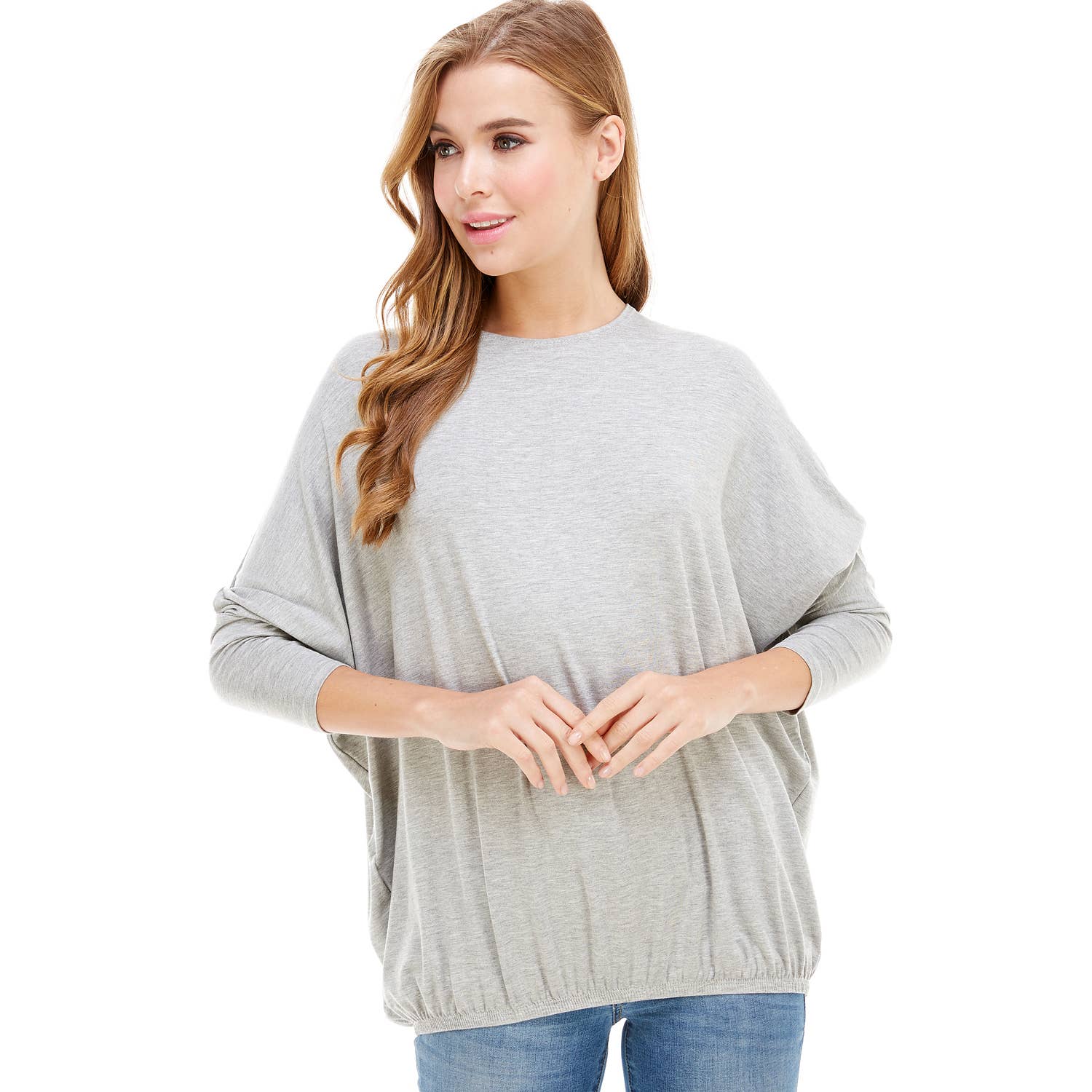 Azules Clothing - Wholesale Tunic - Women's - ATP-2309RS-DOLMAN Sleeve Elastic Bottom Hem Tunic11