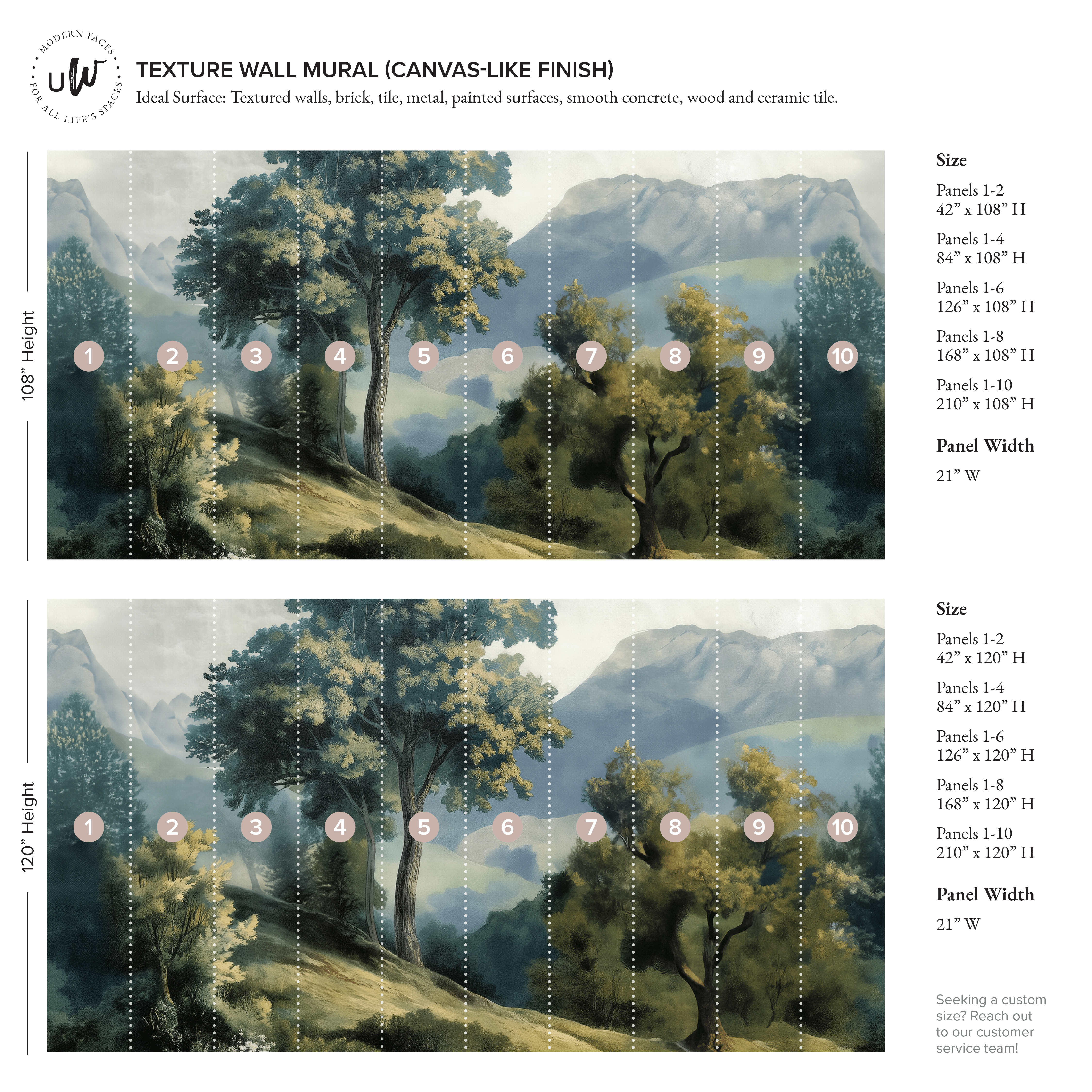 Green Tuscan Landscape Wall Mural for wholesale on Faire4