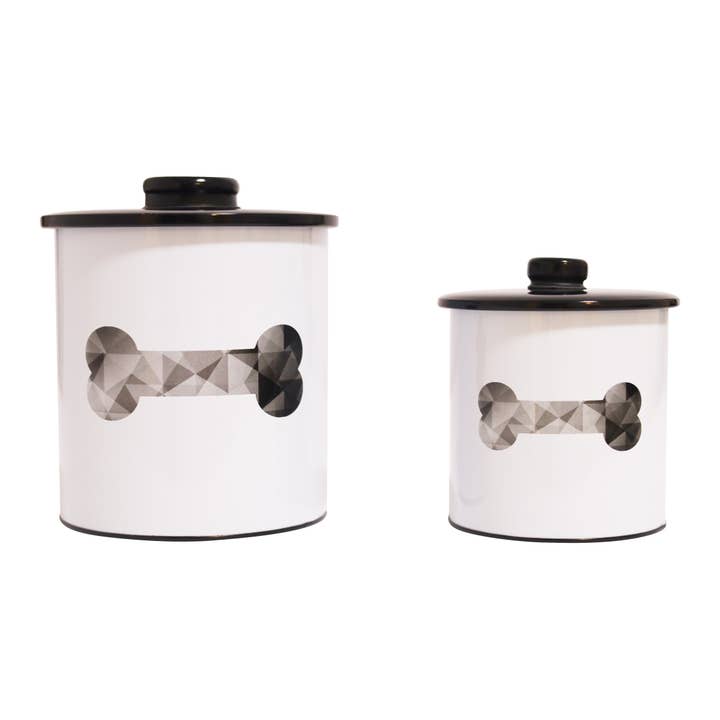 DAHO – wholesale Pet treat jar – Dog – 2pc Set Round Metal Dog Treat Storage Jar Container4