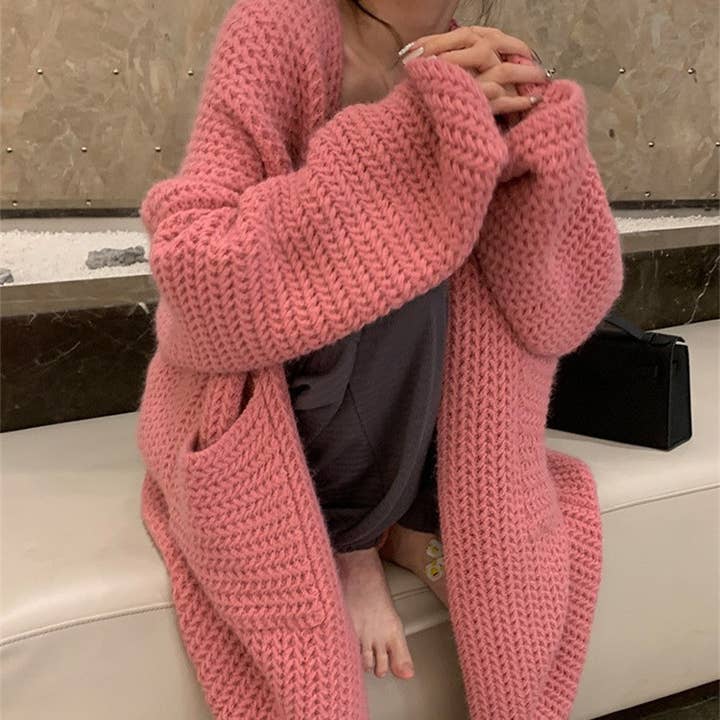 Rosa Clothing - Wholesale Cardigan - Women's - Gentle Soft Hollow Twist Knitted Long Cardigan