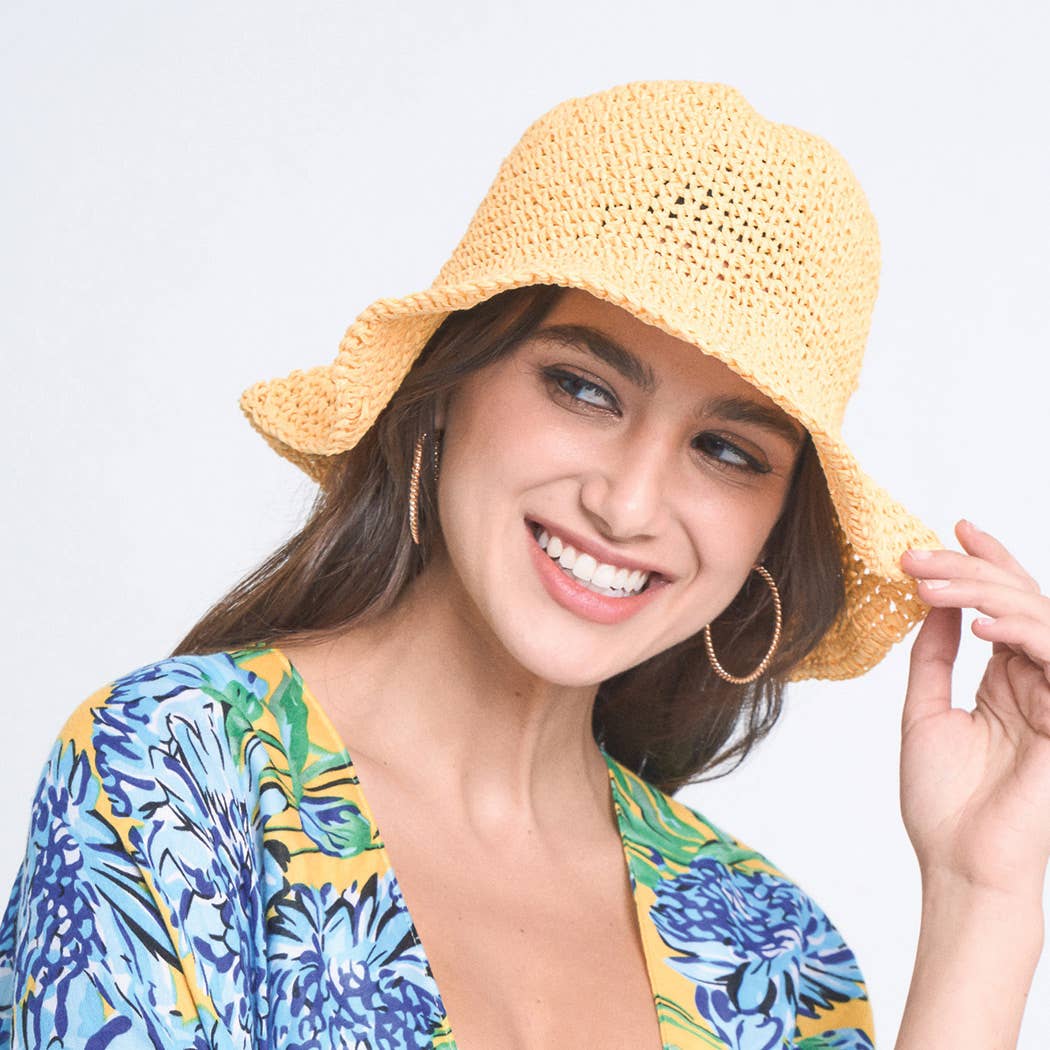 Fashion City - Wholesale Bucket Hat - Women's - Solid Colored Straw Bucket Hat13