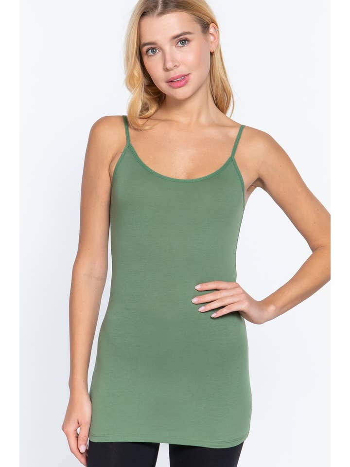 Active Basic | Active USA - Wholesale Camisole - Women's - Basic Tunic Cami w/adjustable Spaghetti Straps7