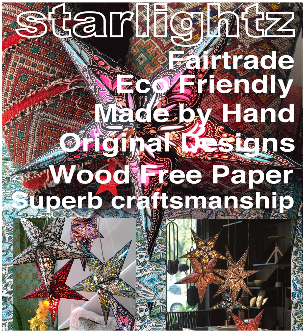 Artecnica - Vente Lanterne/lampe en papier - Starlet Midnight Blue, fabriqué à la main, respectueux de l'environnement, Starlightz9