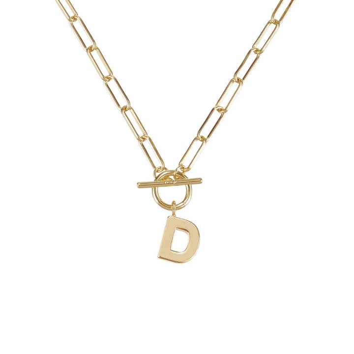 Natalie Wood Designs - Wholesale Pendant/Charm Necklace - Toggle Initial Necklace Pre-Pack, Gold9