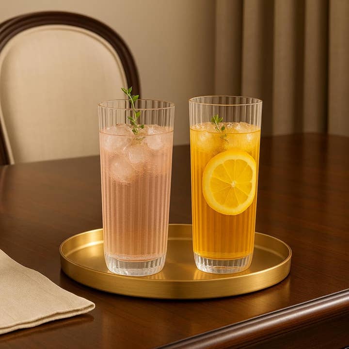 The Wine Savant / Khen Glassware - Wholesale Cocktail/Liquor Glass - Ribbed Acrylic Drinking Glasses, 11.8oz Set of 24