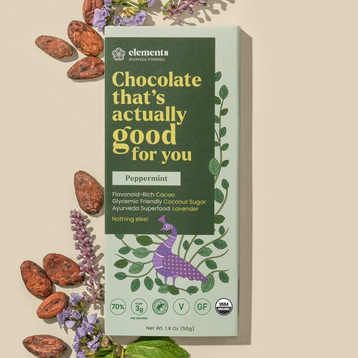 Mørk chokolade med pebermynte 70% for engroshandel hos Elements Truffles