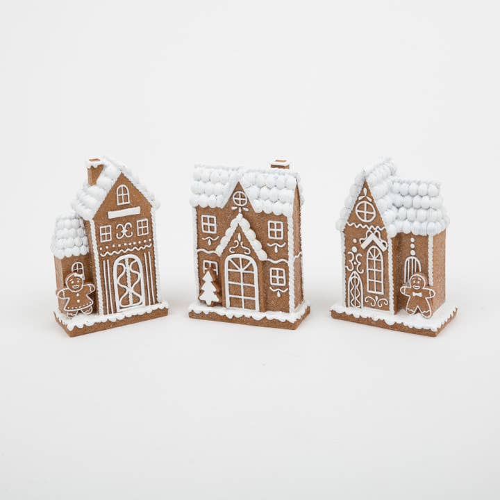 The Gerson Companies - Wholesale Christmas Decoration - Gerson Christmas 6.1"H Resin Holiday Gingerbread House, 3 As1