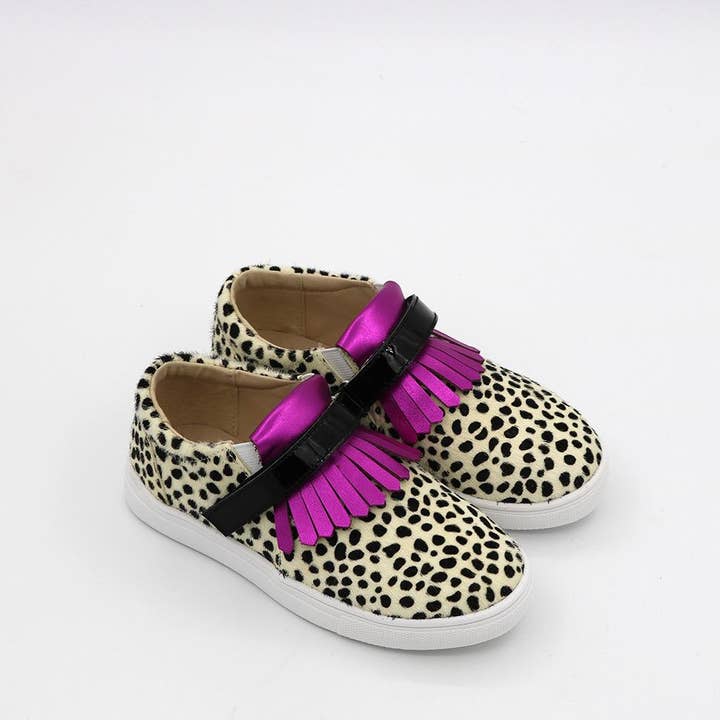 Kai Fringe Sneaker | Cheetah for wholesale by Mini Soles