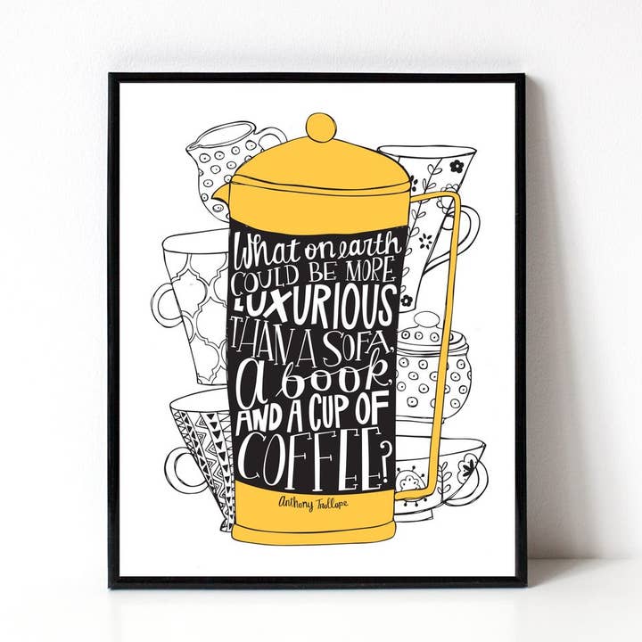 Coffee Quote 8x10 Art Print for wholesale by Katie Vaz Design