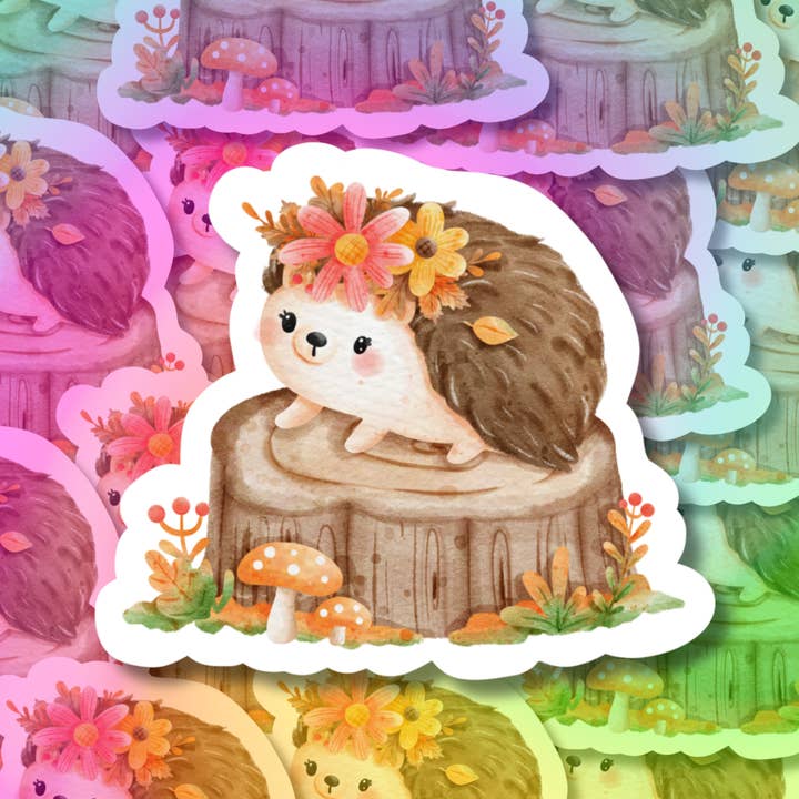 Floraler Igel Vinylaufkleber für den Großhandel von Hikaru Tara Art Arst & Craft Gift Shop