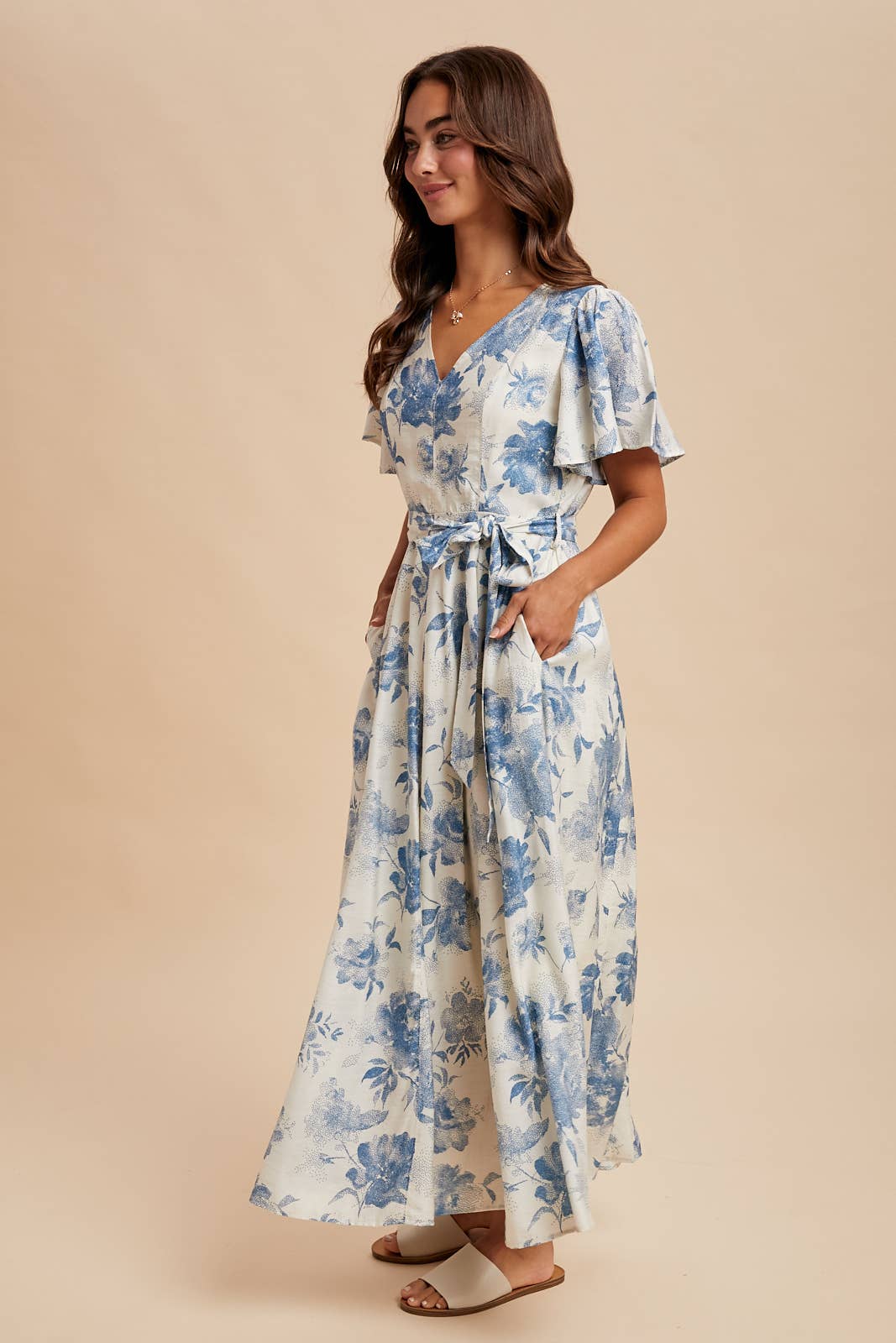 In Loom - Wholesale Dress - Women's - FLORAL FLUTTER SLEEVE DRESS4