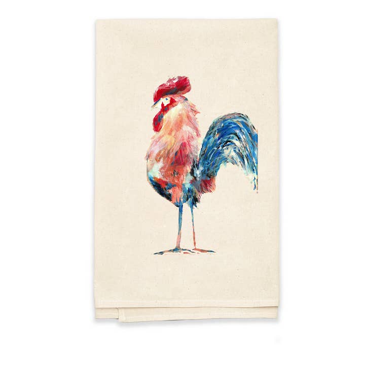 Rooster tea towel for wholesale by aubreyjeanart