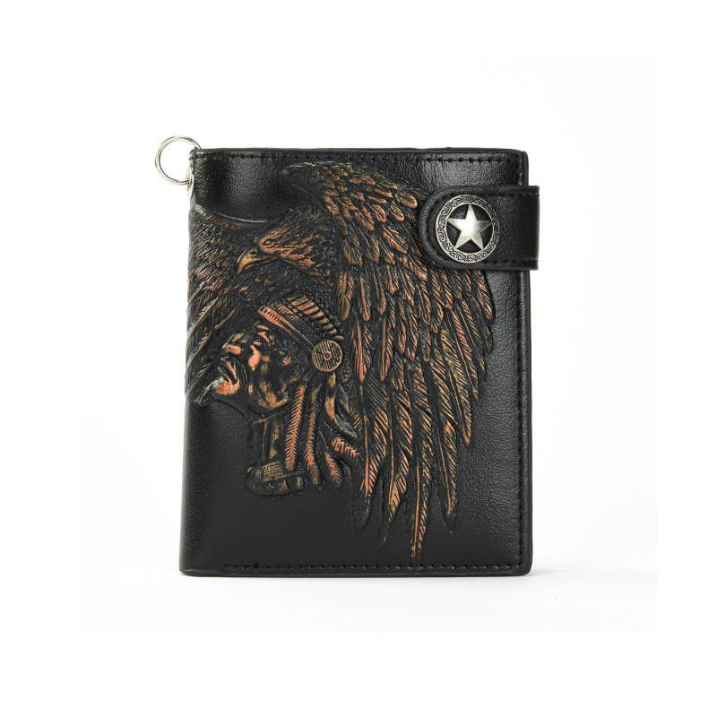 Tourtiwi – wholesale Wallet - Men’s – Gothic Indian Pattern Bifold Chain Wallet3