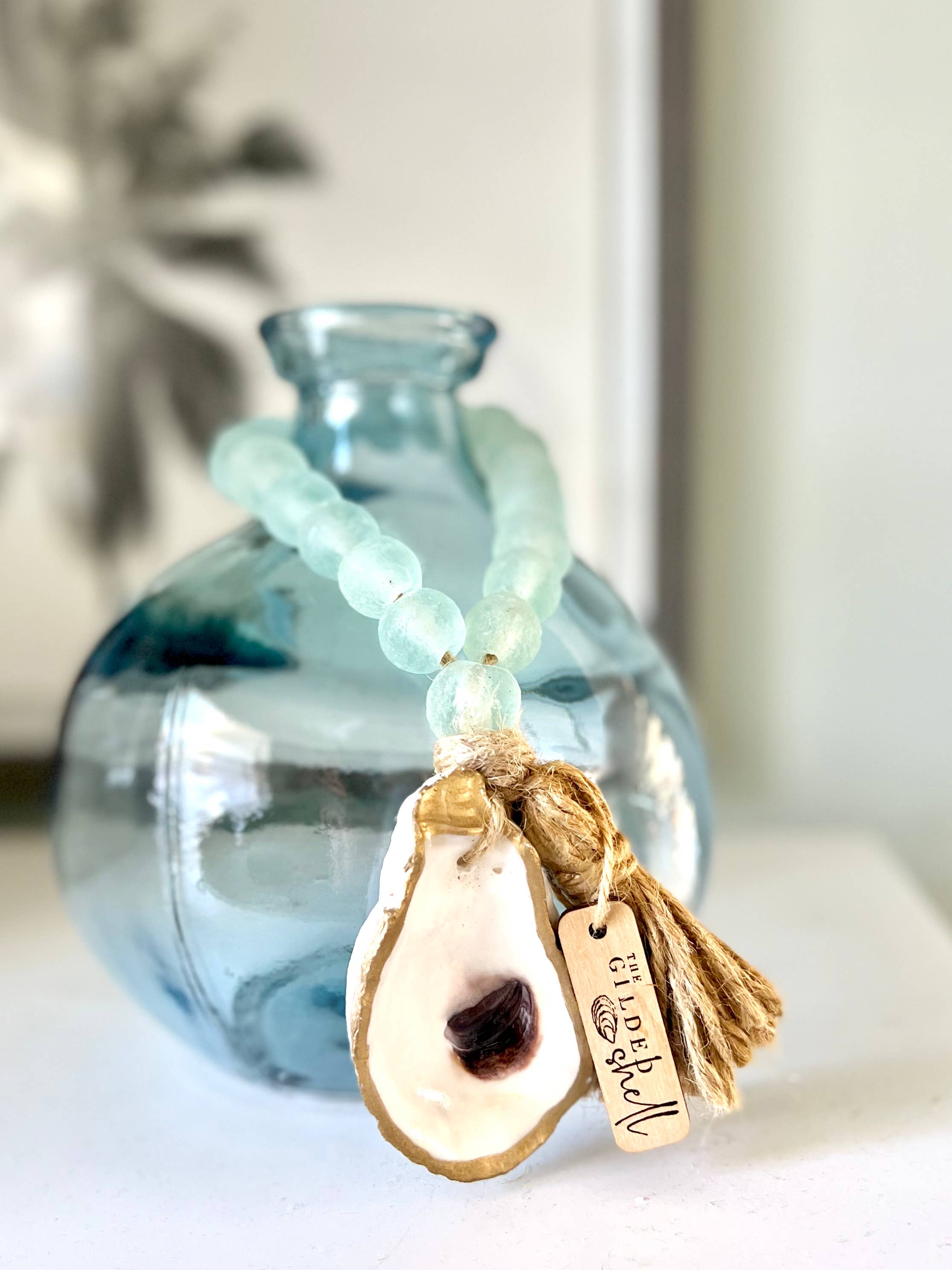 The Gilded Shell - Wholesale Decorative Tabletop Object - The Lagoon - Sea Glass