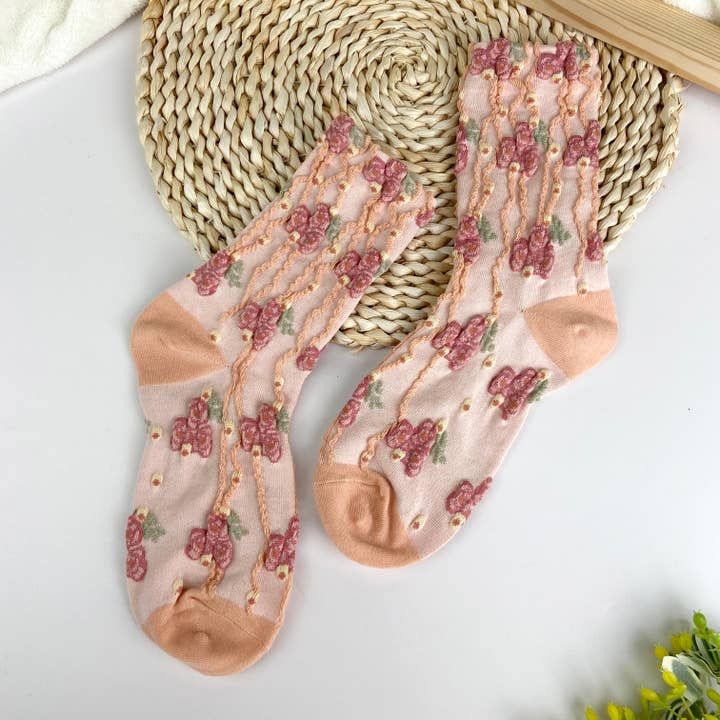 SoapElenGlen - Wholesale Socks - Women's - 5 Pairs Palace retro ethnic style floral socks1