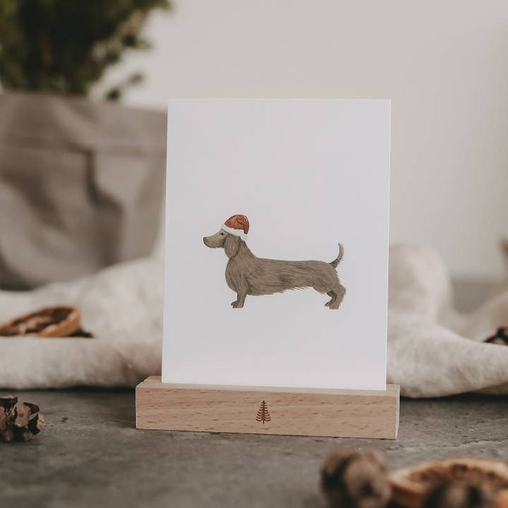 Watercolor card Christmas Dachshund (VE = 10 pieces) for wholesale by Eulenschnitt