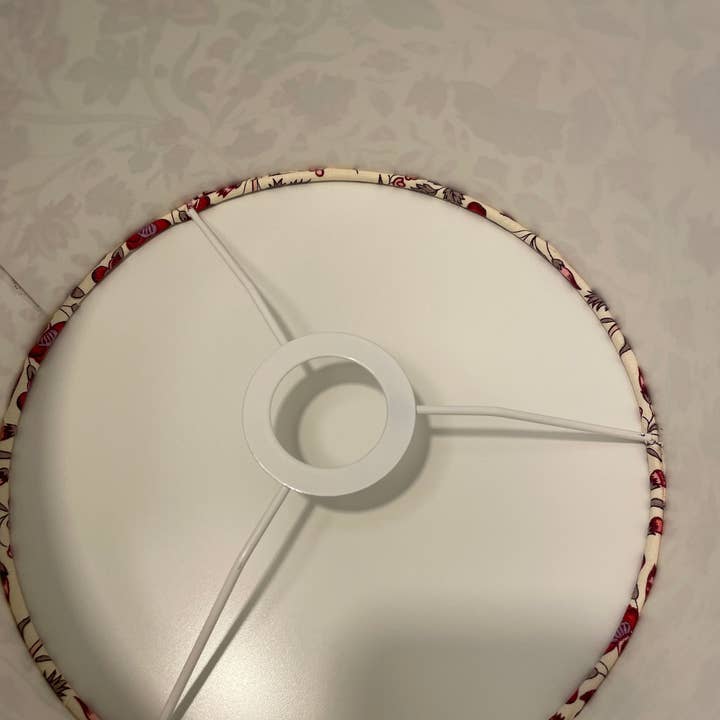 Olive and Limpet - Wholesale Lamp Shade - 10 inch Drum Lampshade. French Jacquard. "Les Indiennes" Shades of Rose on Ecru.