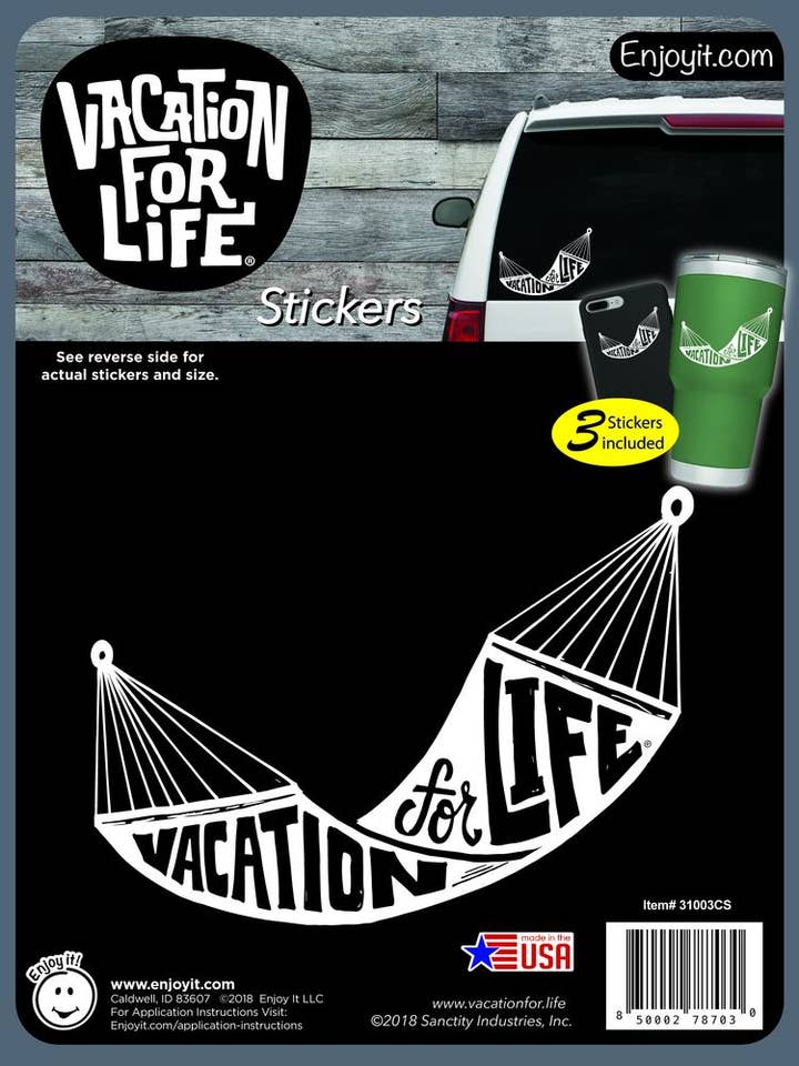 Hammock - Vacation For Life Stickers for wholesale by Enjoy It LLC