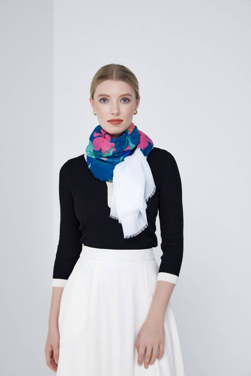 Aavion – wholesale Scarf – Women's – Vibrant Two-Tone Floral Scarf – Scarves for Women0