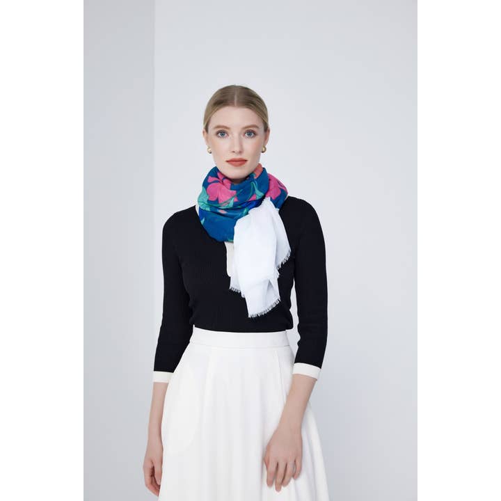 Aavion - Wholesale Scarf - Women's - Vibrant Two-Tone Floral Scarf – Scarves for Women