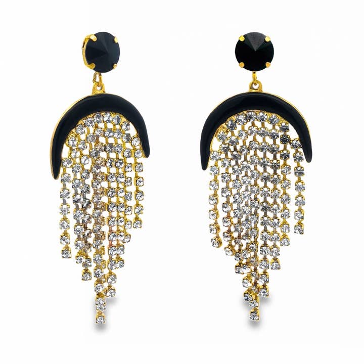 Cybele Earrings in Antique Gold Black for wholesale by TOVA