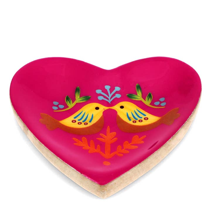 Rex B2B - UK – wholesale Decorative tray – Wooden Heart-Shaped Trinket Dish - Birds2