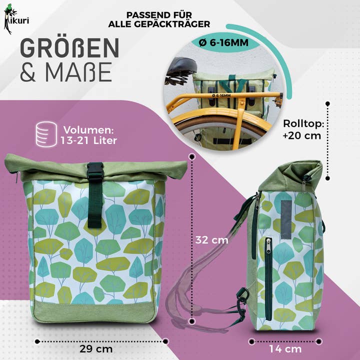 Ikuri - Vente Accessoires de vélo - Sac vélo 2 en 1 avec fonction sac à dos - Bosque5