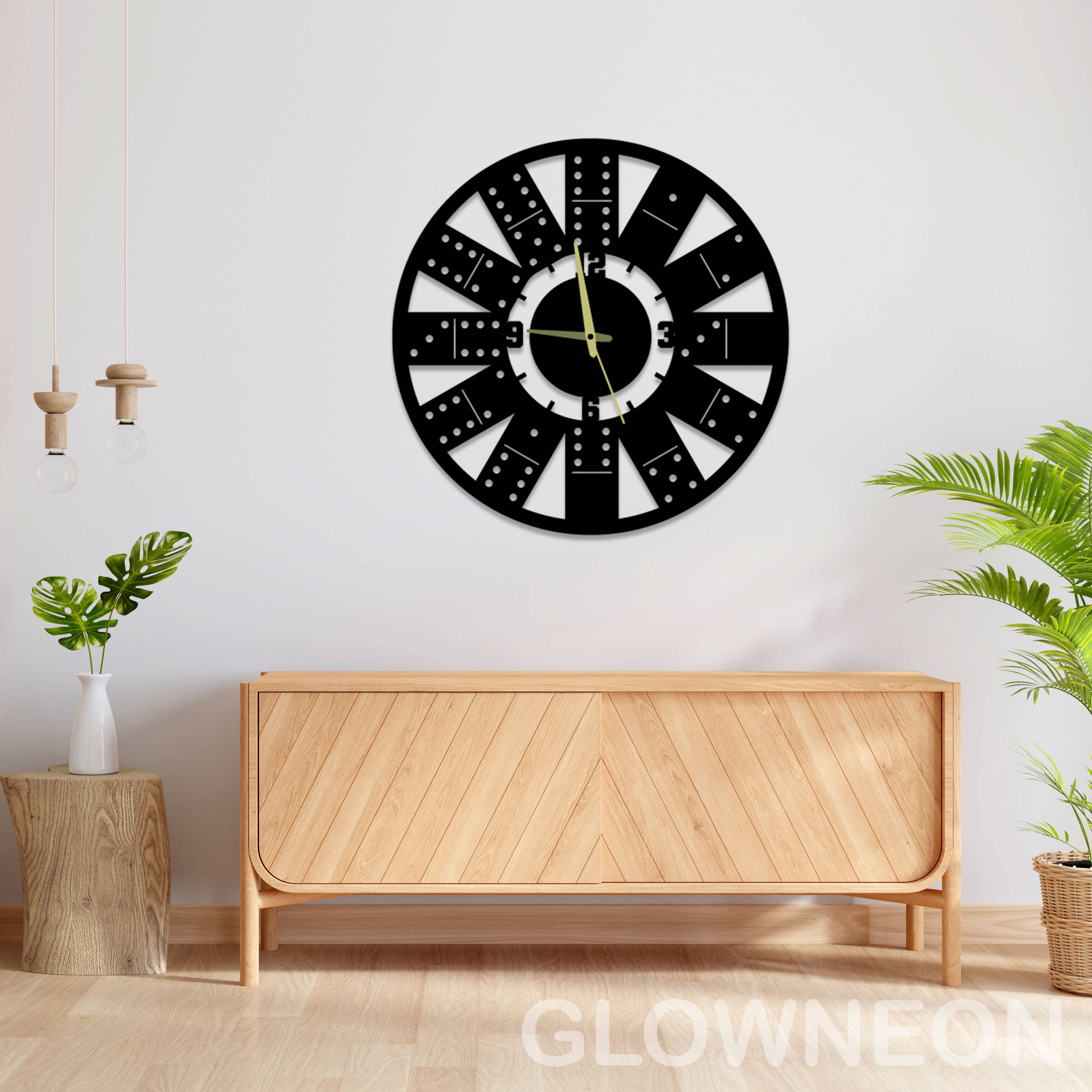 Glow Neon – wholesale Wall sign – Domino Game Metal Clock, Domino Game Room Wall Clock Decor  3