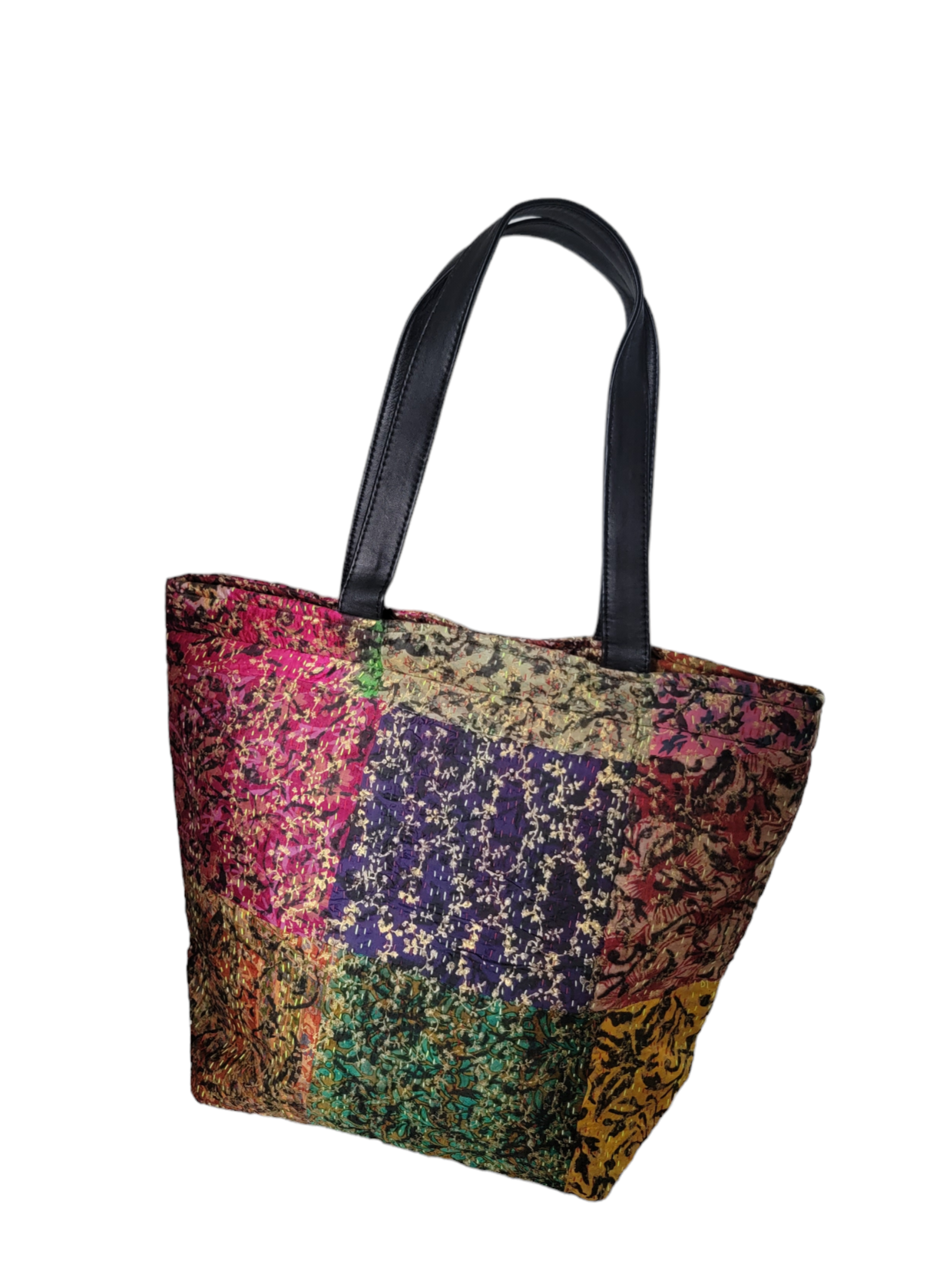 Evergreen Guardian Imports - Venta al por mayor Bolsa de asa- Mujer - BA753 Bolso de mano con retazos de seda con tinte vegetal5