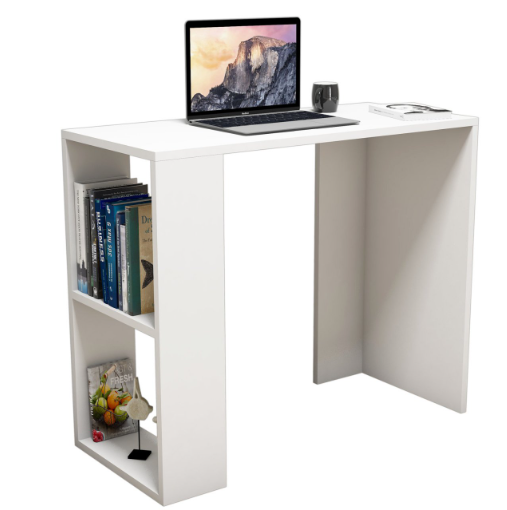 benjashop – wholesale Bookcase – Study Desk with Shelves and Bookcase White/White1