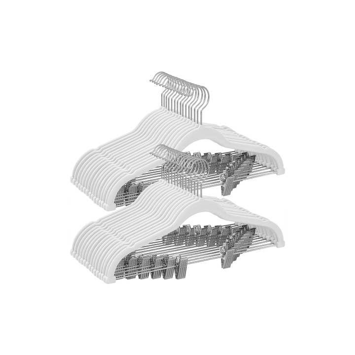 Greenwestons - Wholesale Clothes Hangers - 30-Pack White Pants Hangers with Adjustable Clips 1
