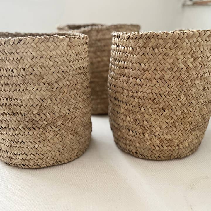 Moroccan rattan open basket set of 3 for wholesale by Soukie Morocco