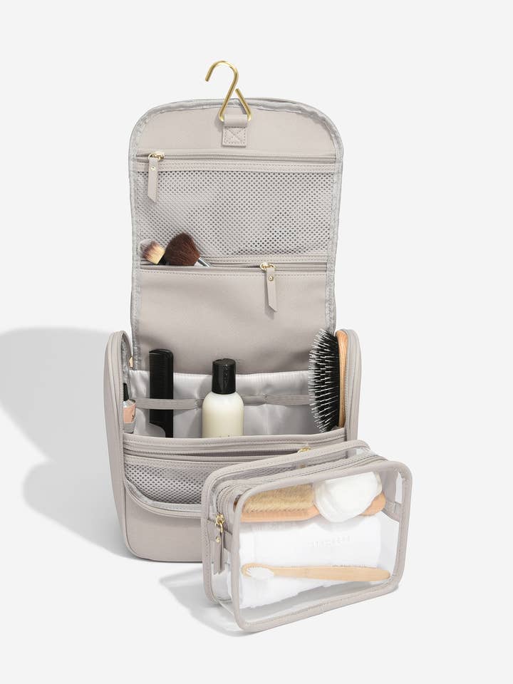 Taupe Hanging Washbag for wholesale by Stackers