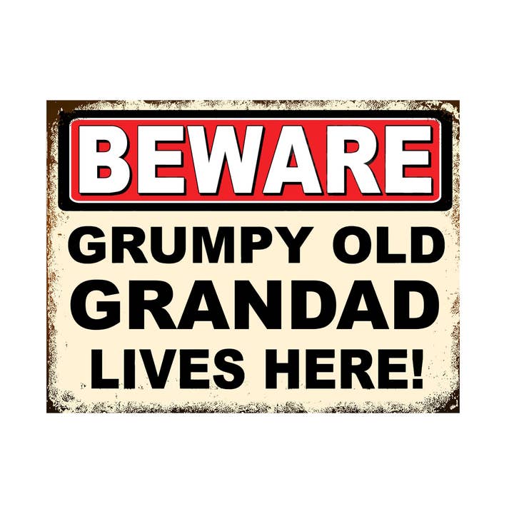 Grumpy Old Grandad Lives Here Man Cave Metal Plaque Tin Sign for wholesale by THEOLDMANJACK
