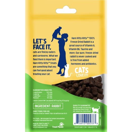 Pet Palette Distribution - Wholesale Pet Treats - Cat - Kitty Kitty Hare Freeze Dried Rabbit Treat .9oz