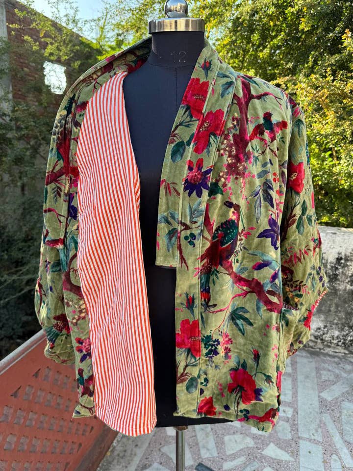 GYPSY STUDIO - Wholesale Jacket - Women's - Bohemian Jacket Bird Printed Velvet Jacket Winter Wear Coats